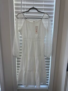Petallush White Long-Sleeve Dress